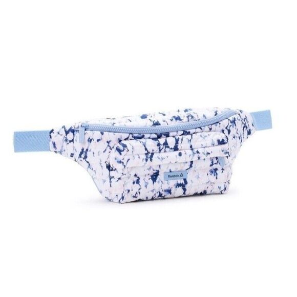 REEBOK Women's Rylan Quilted Puffer Fanny Pack Large Crossbody Bag, Blue Marble - Picture 1 of 6